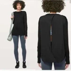 Lululemon Still At Ease Knit Open Back Cashmere Blend Pullover Sweater Size 10